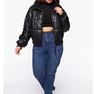 Faux leather bomber jacket